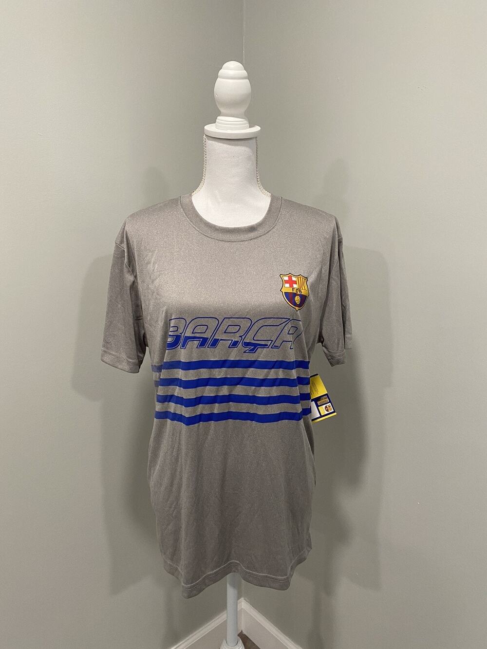 FC Barcelona Barca Shirt Mens Large HKY Sportswear Gray Blue Red NWT